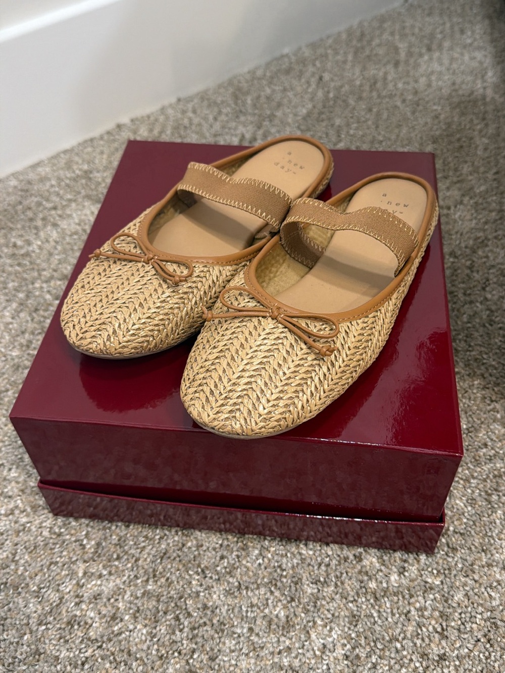 a new day Woven Raffia Ballet Mule in Tan